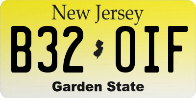 NJ license plate B32OIF
