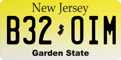 NJ license plate B32OIM