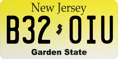 NJ license plate B32OIU