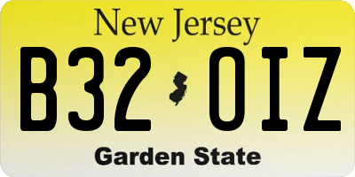 NJ license plate B32OIZ