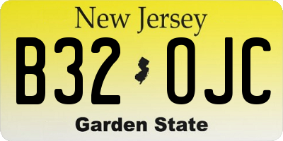 NJ license plate B32OJC