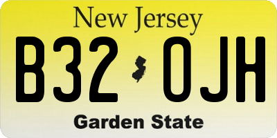 NJ license plate B32OJH