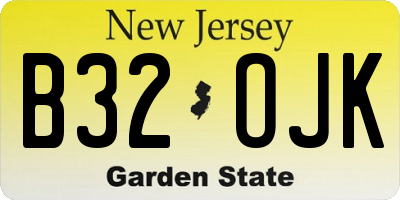 NJ license plate B32OJK