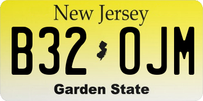 NJ license plate B32OJM