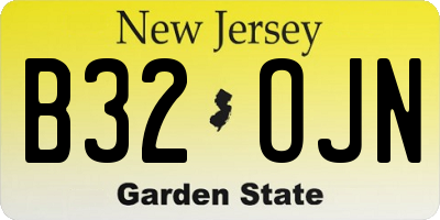 NJ license plate B32OJN