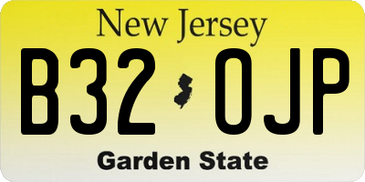 NJ license plate B32OJP