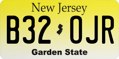 NJ license plate B32OJR