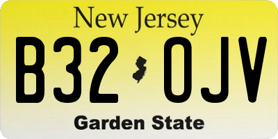 NJ license plate B32OJV