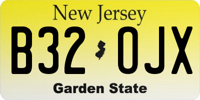 NJ license plate B32OJX