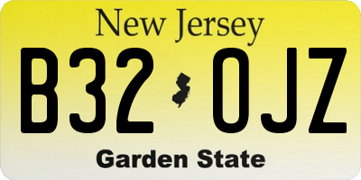 NJ license plate B32OJZ