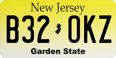 NJ license plate B32OKZ