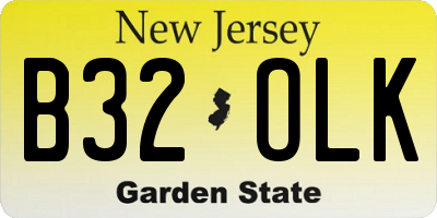 NJ license plate B32OLK
