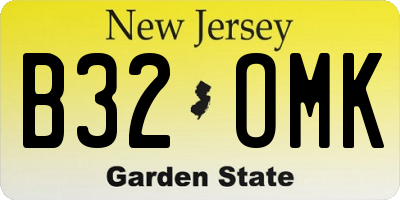 NJ license plate B32OMK
