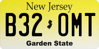 NJ license plate B32OMT