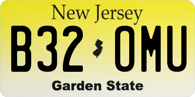 NJ license plate B32OMU