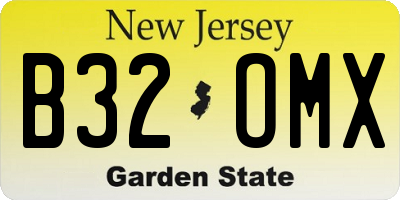 NJ license plate B32OMX
