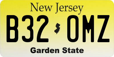 NJ license plate B32OMZ