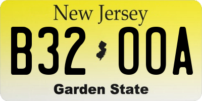 NJ license plate B32OOA