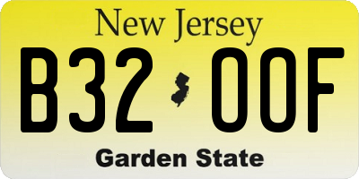 NJ license plate B32OOF