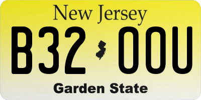 NJ license plate B32OOU