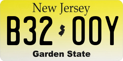 NJ license plate B32OOY