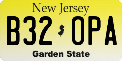 NJ license plate B32OPA