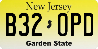 NJ license plate B32OPD