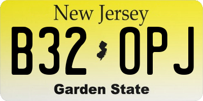 NJ license plate B32OPJ
