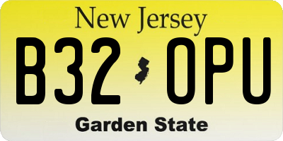 NJ license plate B32OPU