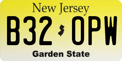 NJ license plate B32OPW