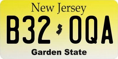 NJ license plate B32OQA