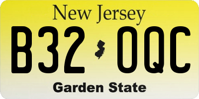NJ license plate B32OQC
