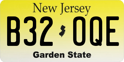 NJ license plate B32OQE