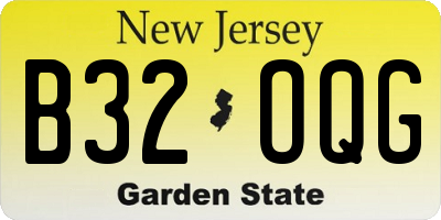 NJ license plate B32OQG