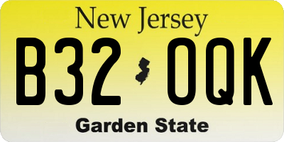 NJ license plate B32OQK