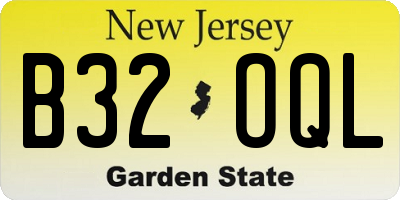 NJ license plate B32OQL