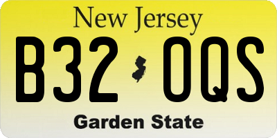 NJ license plate B32OQS