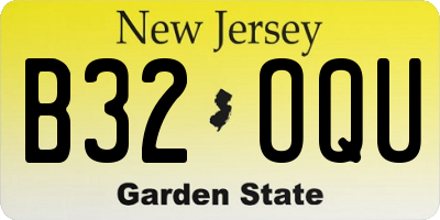 NJ license plate B32OQU