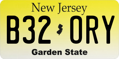 NJ license plate B32ORY