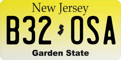 NJ license plate B32OSA