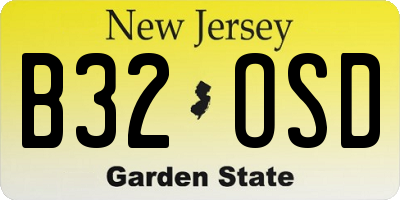 NJ license plate B32OSD