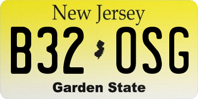 NJ license plate B32OSG