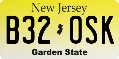 NJ license plate B32OSK