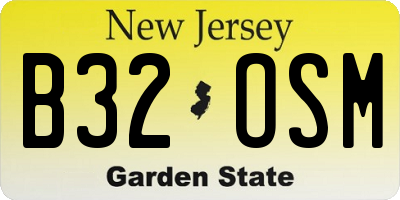 NJ license plate B32OSM