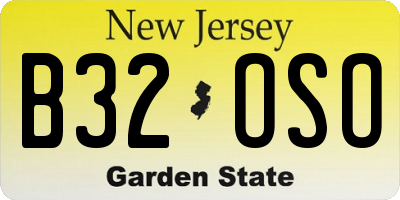 NJ license plate B32OSO