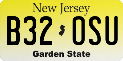 NJ license plate B32OSU