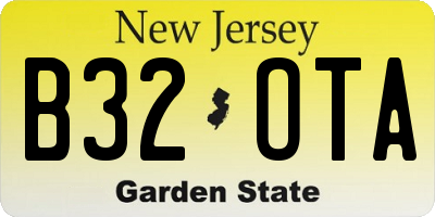 NJ license plate B32OTA
