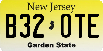 NJ license plate B32OTE