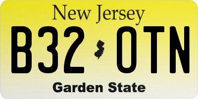 NJ license plate B32OTN