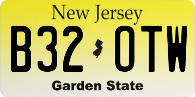 NJ license plate B32OTW